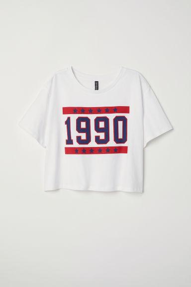 H & M - T-shirt Court - Blanc