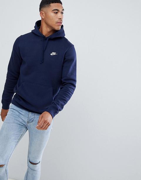 Sudadera Con Capucha Sin Cierres Y Logo En Azul Marino De Nike