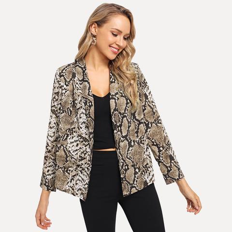 Blazer Collo A Scialle Con Stampa Pelle Di Serpente