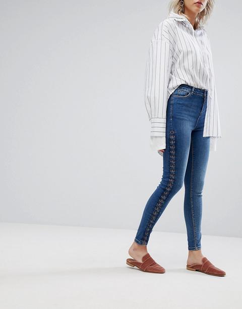 Urban Bliss - Jeans Skinny Allacciati - Blu