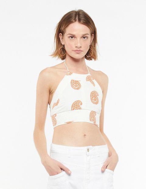 Top Halter Guateado Paisley Grande Naranja