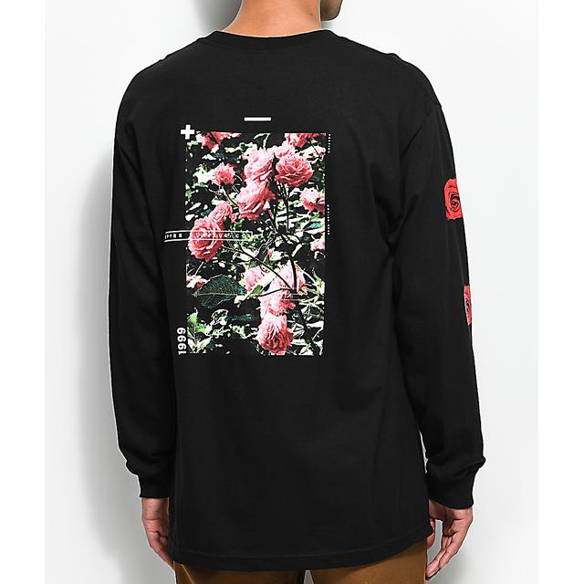 black long sleeve shirt with red roses