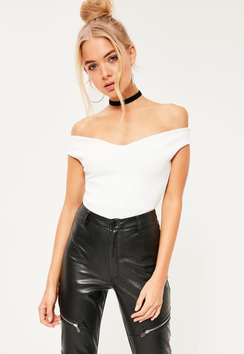 Bardot Crepe Bodysuit White