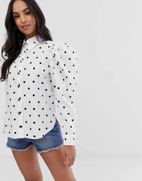 Asos Design - Camicia Oversize A Maniche Lunghe E A Pois - Multicolore