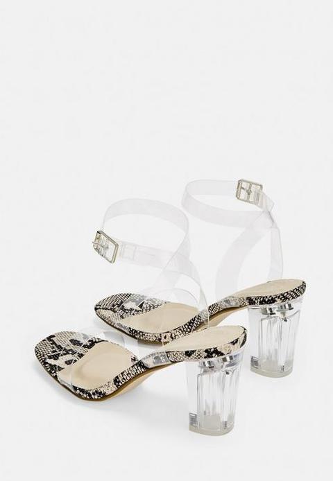 Snake print best sale perspex heels