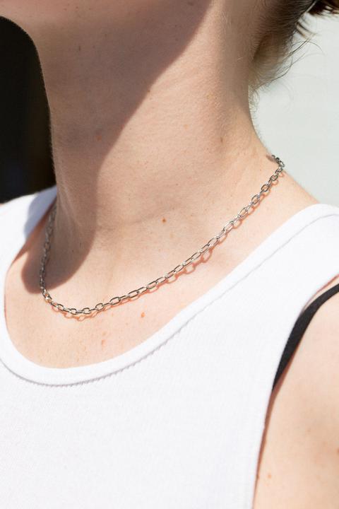 Silver Thin Chain Link Necklace