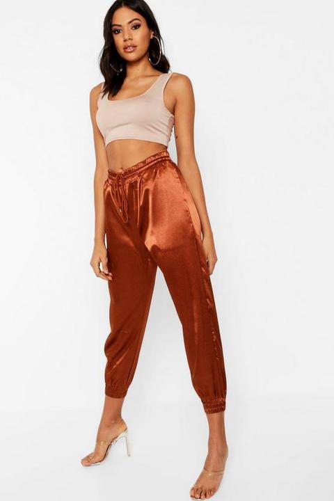 Womens Satin Utility Jogger - Beige - M, Beige