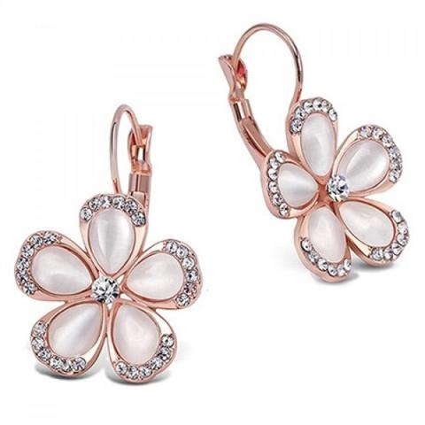 Artificial Opal Rhinestone Floral Earrings