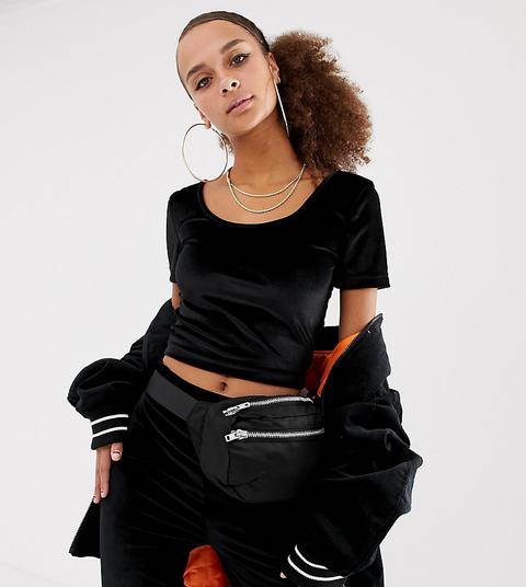 Collusion Scoop Neck Crop Top In Velvet