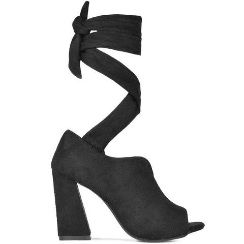 Carol - Lace Up Heeled Shoes In Black