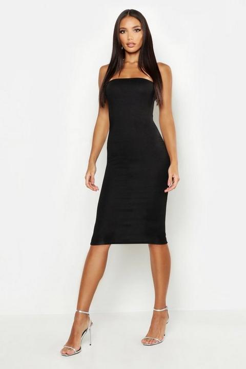 black bandeau midi dress