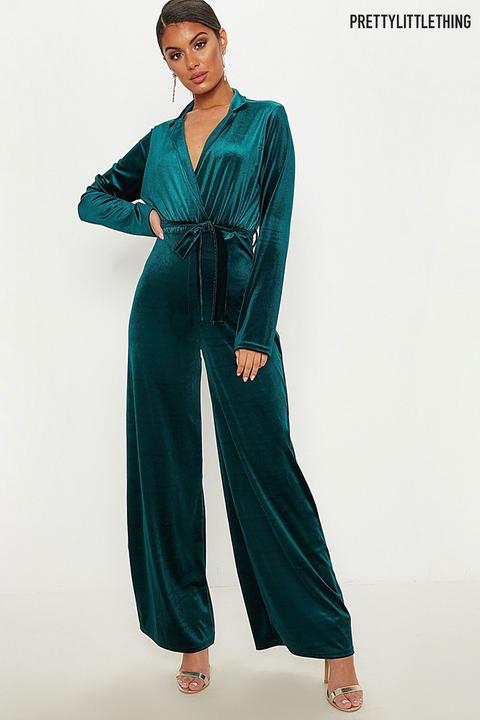 pretty little thing velvet jumpsuit