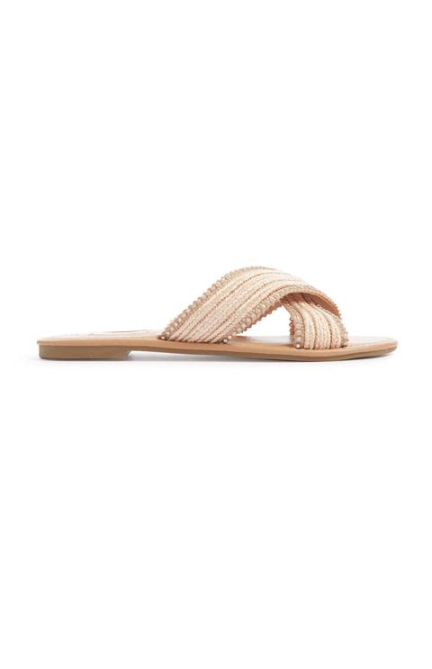 Sandalias Nude Con Cuentas