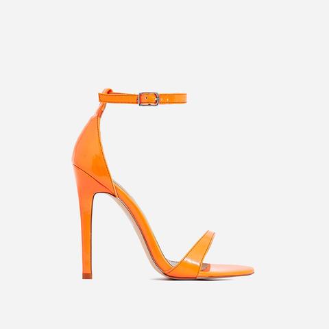 orange barely there heels