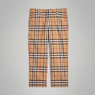 Pantalones De Vestir En Algodón De Vintage Checks (amarillo Envejecido) | Burberry