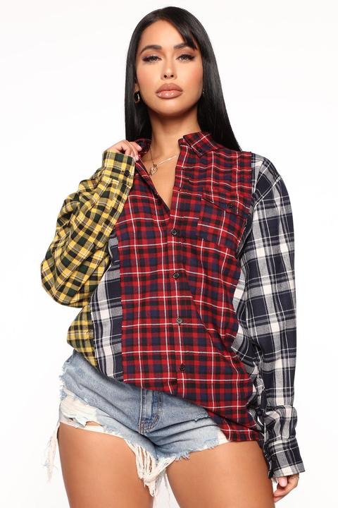 I Wanna Know Plaid Tunic - Red/combo