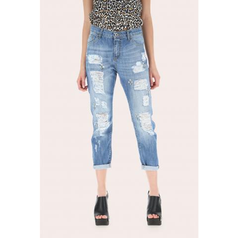 Jeans Mom-fit Con Strappi E Applicazioni