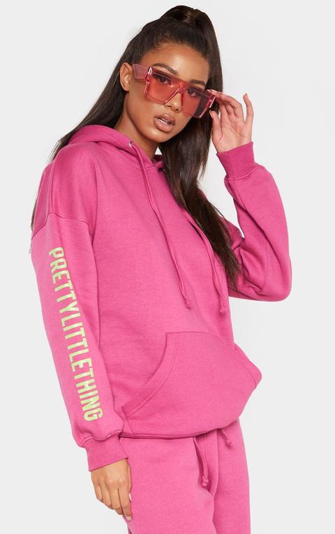 Prettylittlething Washed Violet Slogan Hoodie