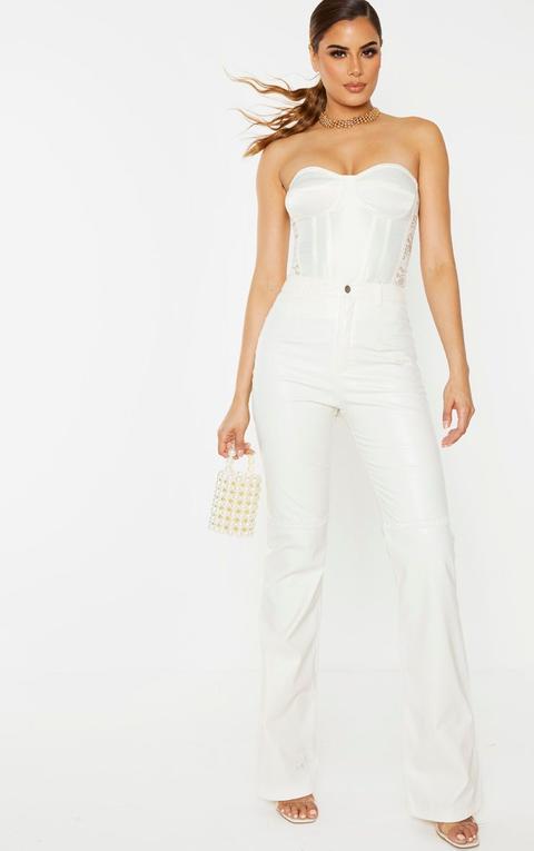 Tall White Pu Straight Leg Trouser