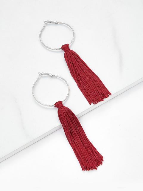 Tassel Hoop Drop Earrings