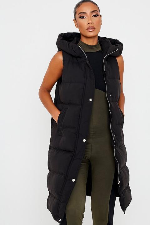 Black Quilted Hooded Gilet