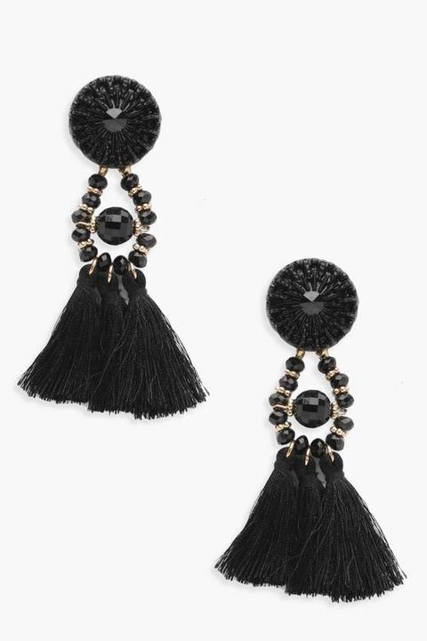 Floral Tassel Bead Statement Earrings