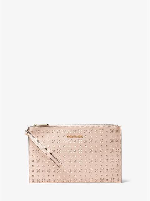 Jet Set Travel Extra-large Perforated-leather Clutch