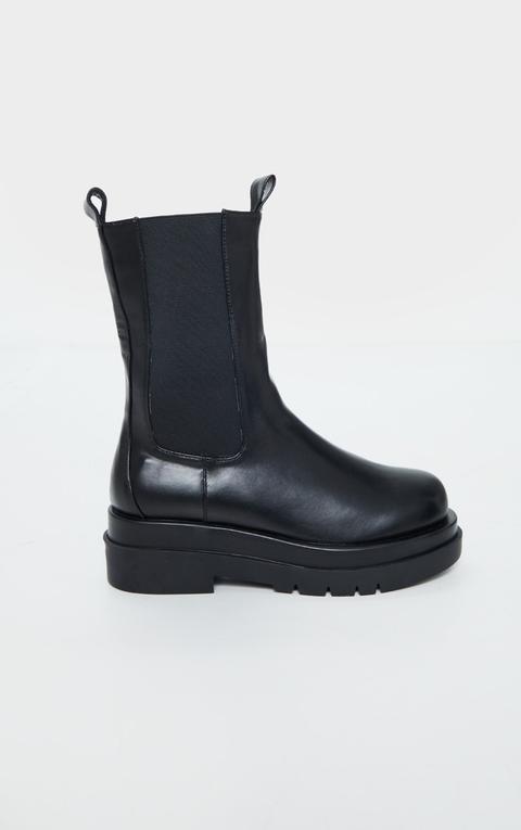 Black Calf High Chunky Chelsea Boot