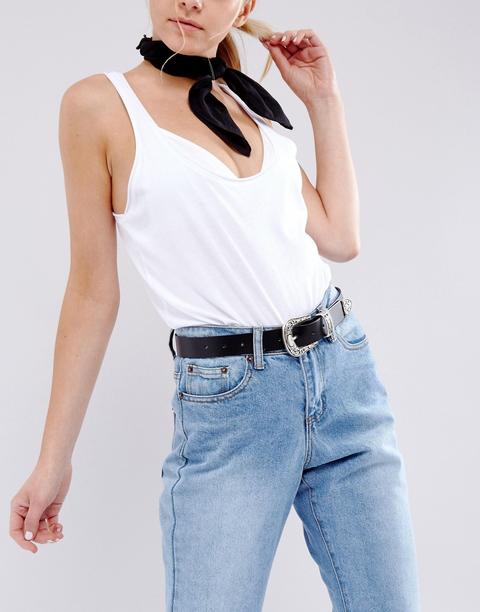 Asos Design Leather Western Tip Waist And Hip Jeans Belt