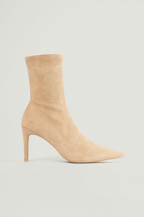 Na-kd Shoes Bottes Pointues Talon Haut - Beige