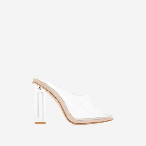 Brea Block Heel Perspex Heel In Nude Patent, Nude