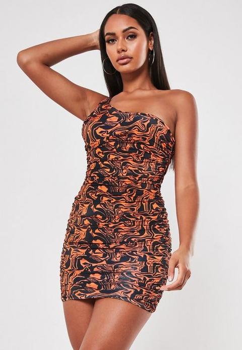 orange dress one shoulder