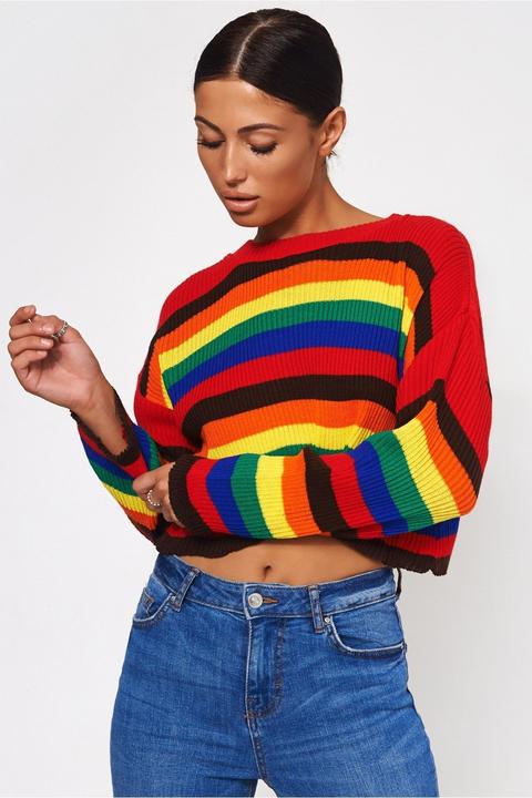 Multicoloured Rainbow Stripe Jumper