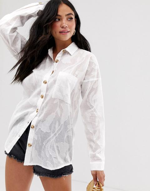Camisa Playera Tejida De Influence-blanco