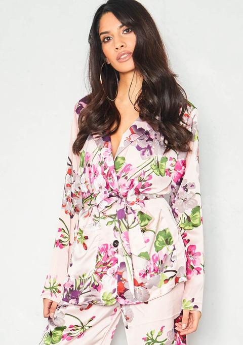 Lola Pink Satin Floral Jacket