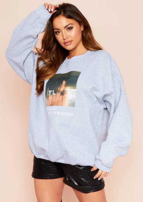 Eliana Grey I'm Blessed Graphic Oversized Sweatshirt