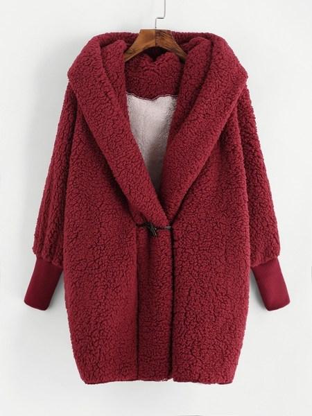 Abrigo Teddy Con Capucha De Piel Sintética