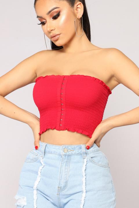 Hot Date Crop Top - Red