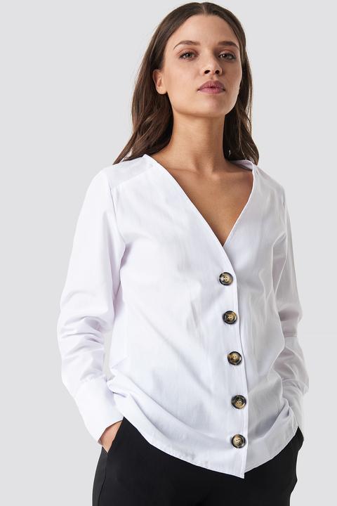 Na-kd Trend Tortoise Buttoned Blouse - White