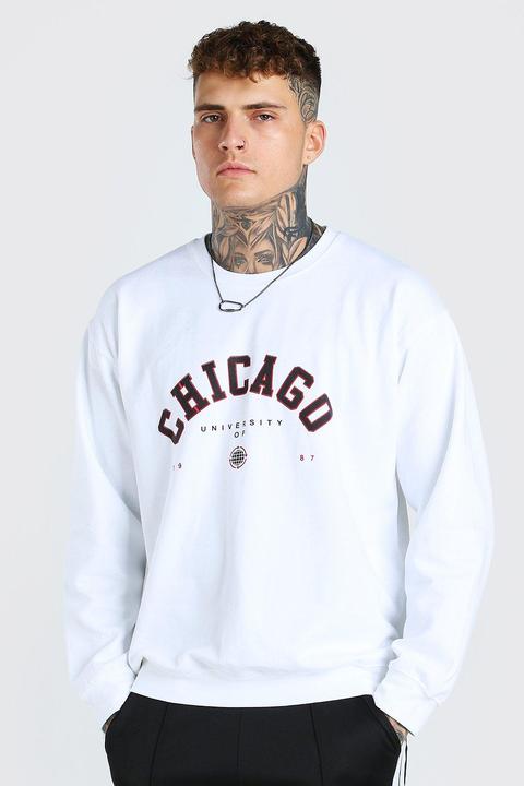 Sweat Oversize Chicago Homme - White - S, White