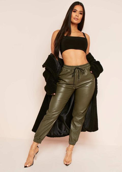 Missy Empire Leather Joggers on Sale 