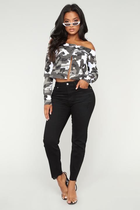 Off the shoulder camo on sale jacket