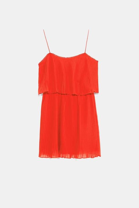 Pleated Dress With Spaghetti Straps