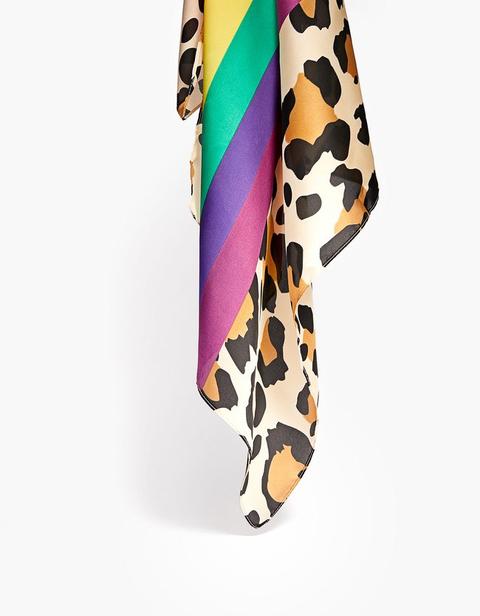 Foulard Leopardato Con Righe Multicolore Marrone