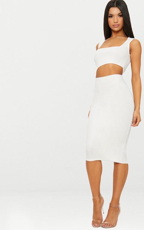 white cut out midi dress