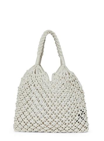 Womens Amethyst Ivory Macramé Tote, Ivory