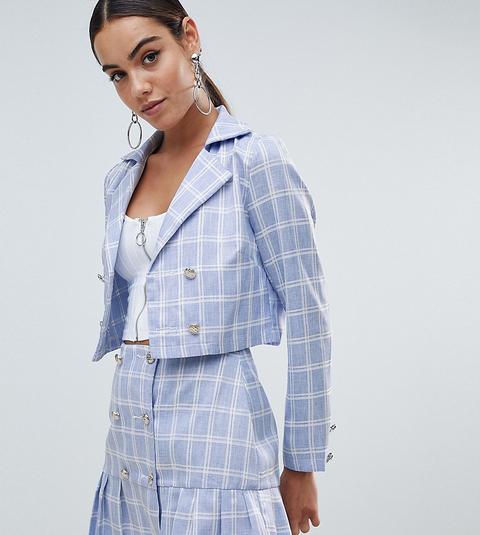 Missguided Cropped Check Tailored Jacket