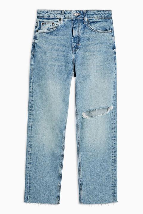 Bleach Thigh Rip Straight Jeans