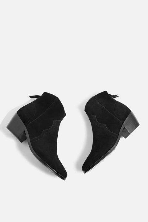 Womens Betty Western Ankle Boots - Black, Black