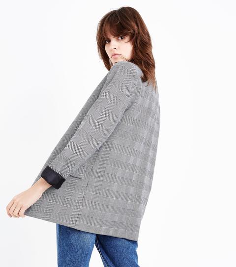 Grey Check Contrast Cuff Blazer